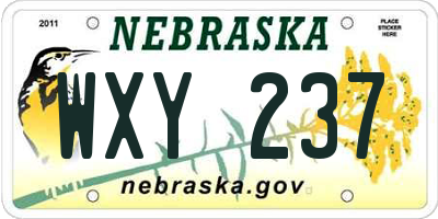 NE license plate WXY237