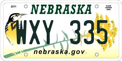 NE license plate WXY335