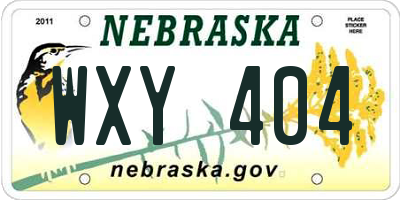NE license plate WXY404