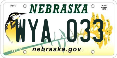 NE license plate WYA033
