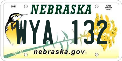 NE license plate WYA132