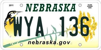 NE license plate WYA136