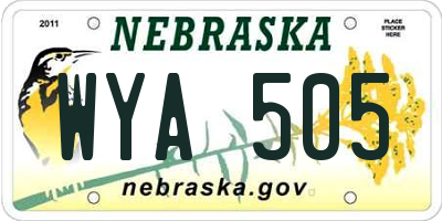 NE license plate WYA505