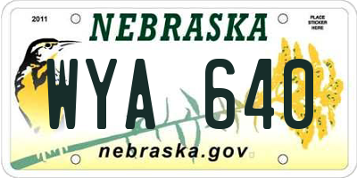 NE license plate WYA640