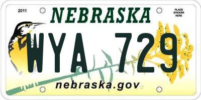 NE license plate WYA729