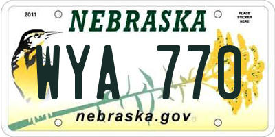 NE license plate WYA770