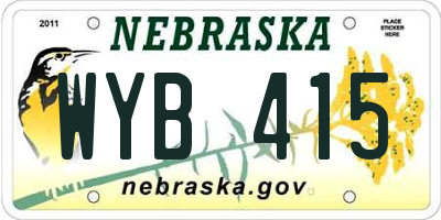 NE license plate WYB415