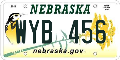 NE license plate WYB456