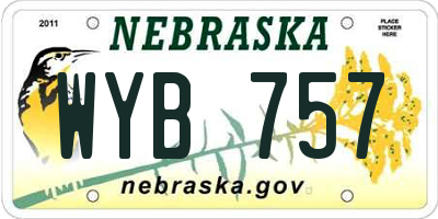 NE license plate WYB757