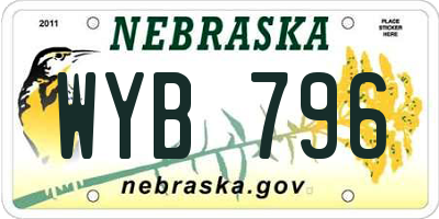 NE license plate WYB796