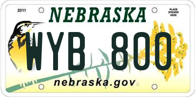 NE license plate WYB800