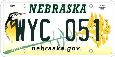 NE license plate WYC051