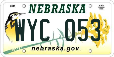 NE license plate WYC053