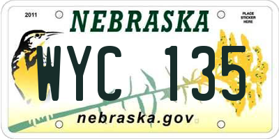 NE license plate WYC135
