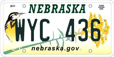 NE license plate WYC436