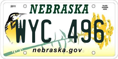 NE license plate WYC496
