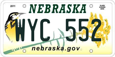 NE license plate WYC552