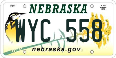 NE license plate WYC558
