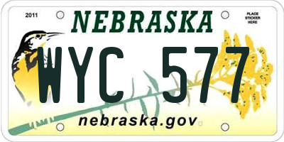 NE license plate WYC577