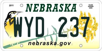 NE license plate WYD237
