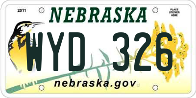 NE license plate WYD326