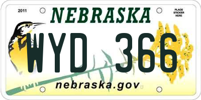NE license plate WYD366