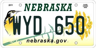 NE license plate WYD650