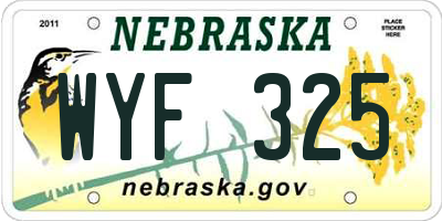 NE license plate WYF325