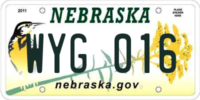 NE license plate WYG016