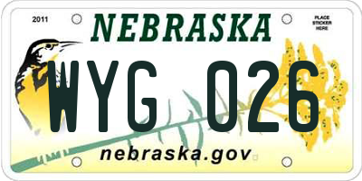 NE license plate WYG026