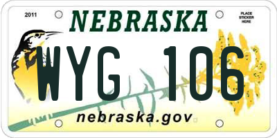 NE license plate WYG106