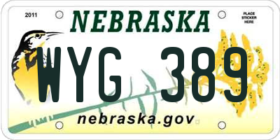 NE license plate WYG389