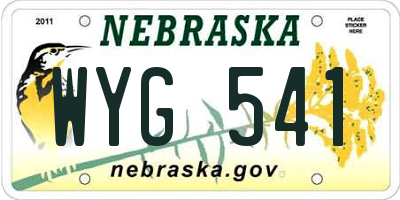 NE license plate WYG541