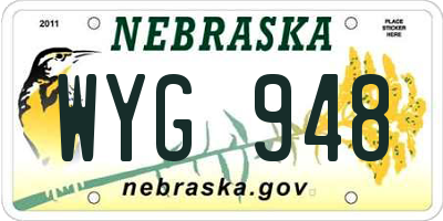NE license plate WYG948