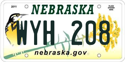 NE license plate WYH208
