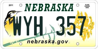 NE license plate WYH357