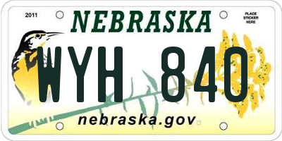 NE license plate WYH840