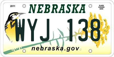 NE license plate WYJ138