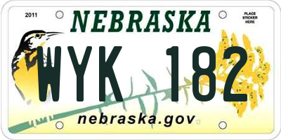 NE license plate WYK182