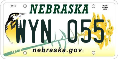 NE license plate WYN055