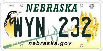 NE license plate WYN232