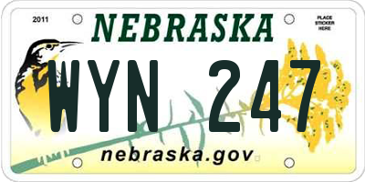 NE license plate WYN247