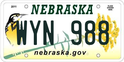 NE license plate WYN988