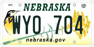 NE license plate WYO704