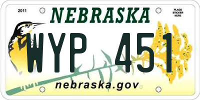 NE license plate WYP451