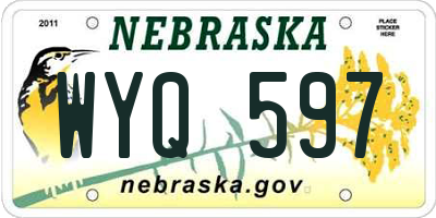 NE license plate WYQ597