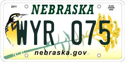 NE license plate WYR075
