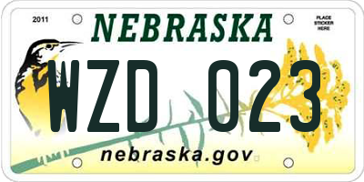 NE license plate WZD023