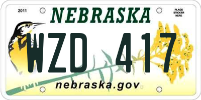 NE license plate WZD417