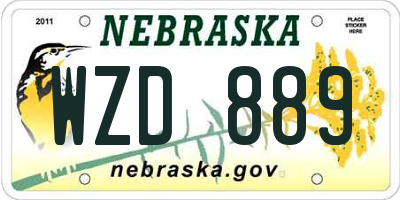 NE license plate WZD889